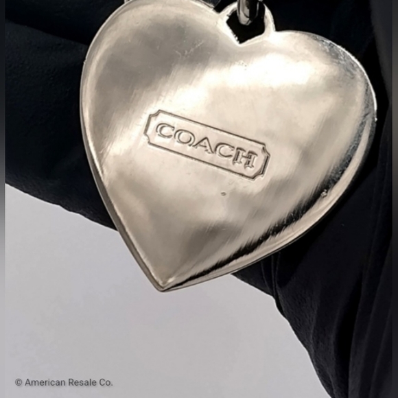 Vintage Large COACH Neon Pink Heart Signature Keychain Purse Charm bag tag - Picture 7 of 7